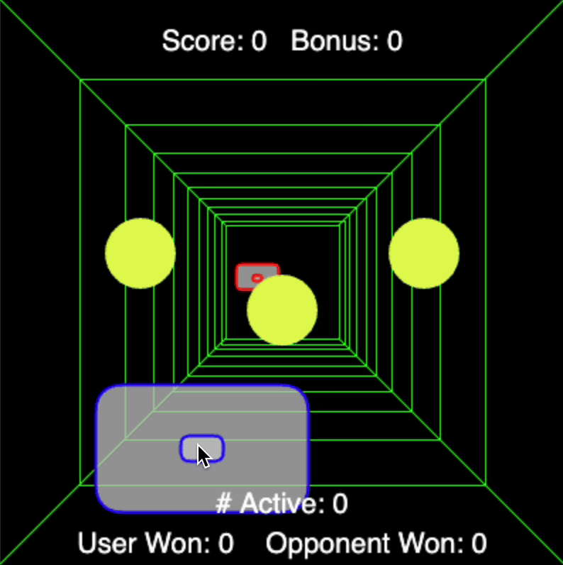 3D pong game being played between user and a computer